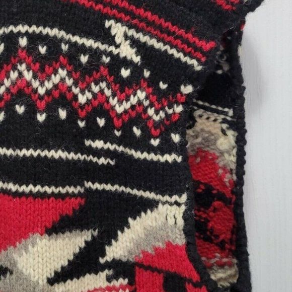 Polo Ralph Lauren Wool Vest Knitted Aztec Argyle Black/Red Button Up Size Medium - Picture 7 of 12